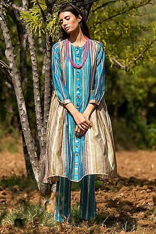 turquoise printed tunic set