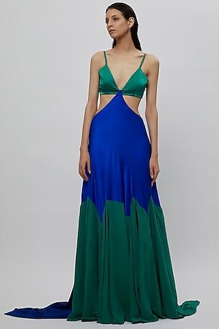 turquoise satin dress