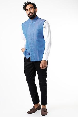 turquoise silk linen nehru jacket