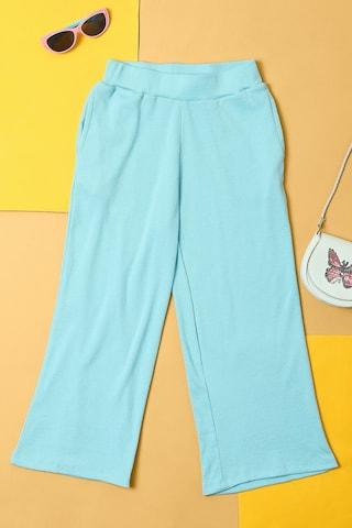 turquoise solid full length casual girls regular fit culottes