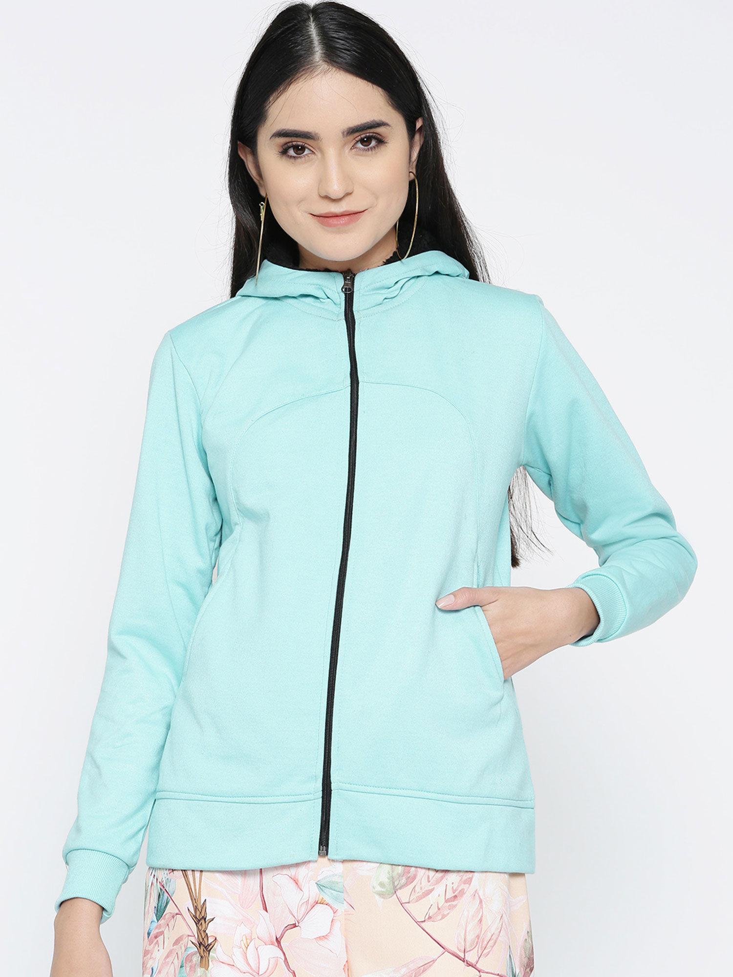 turquoise solid jacket