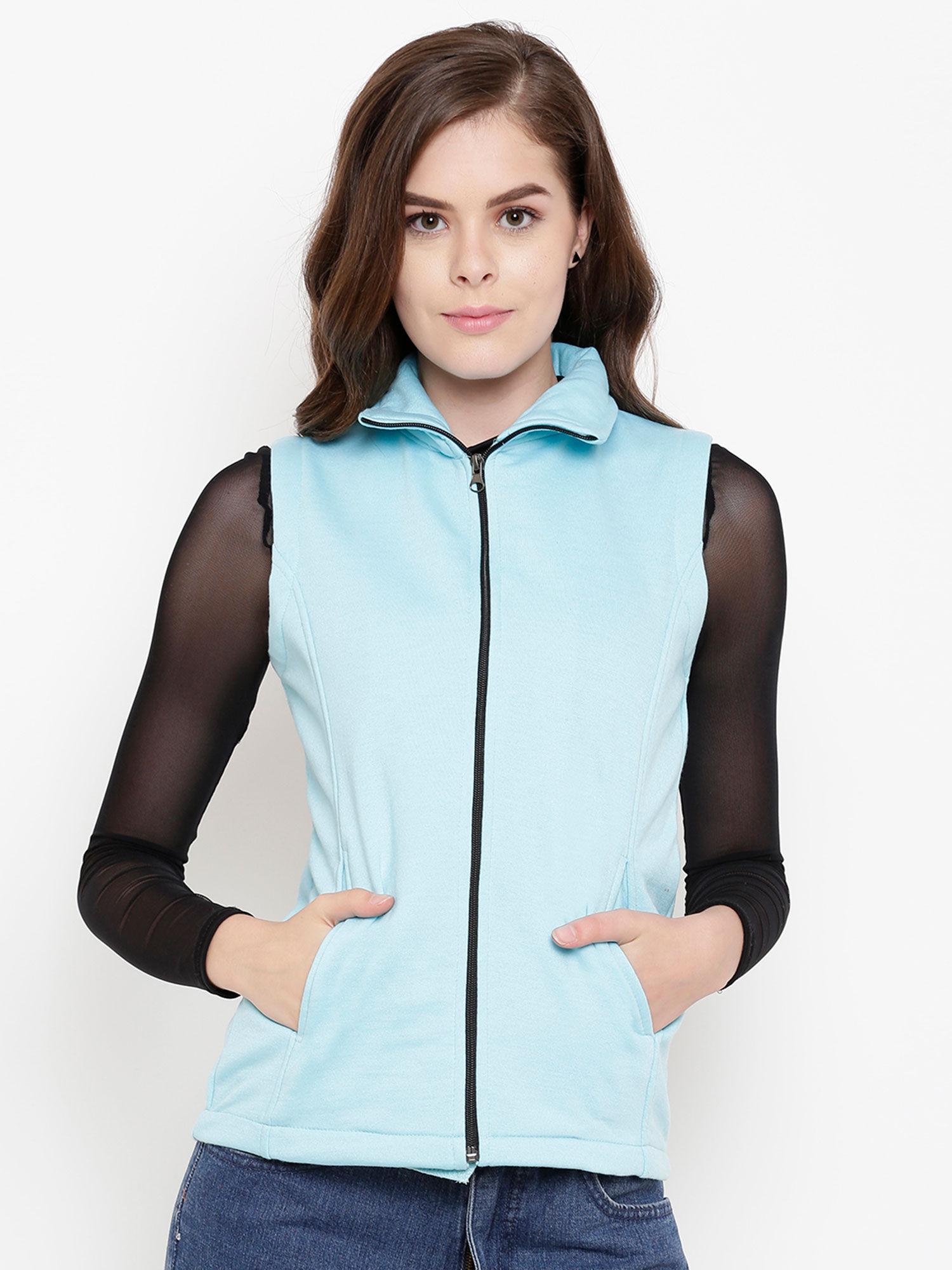 turquoise solid jacket