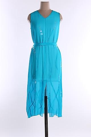 turquoise v-neck dress