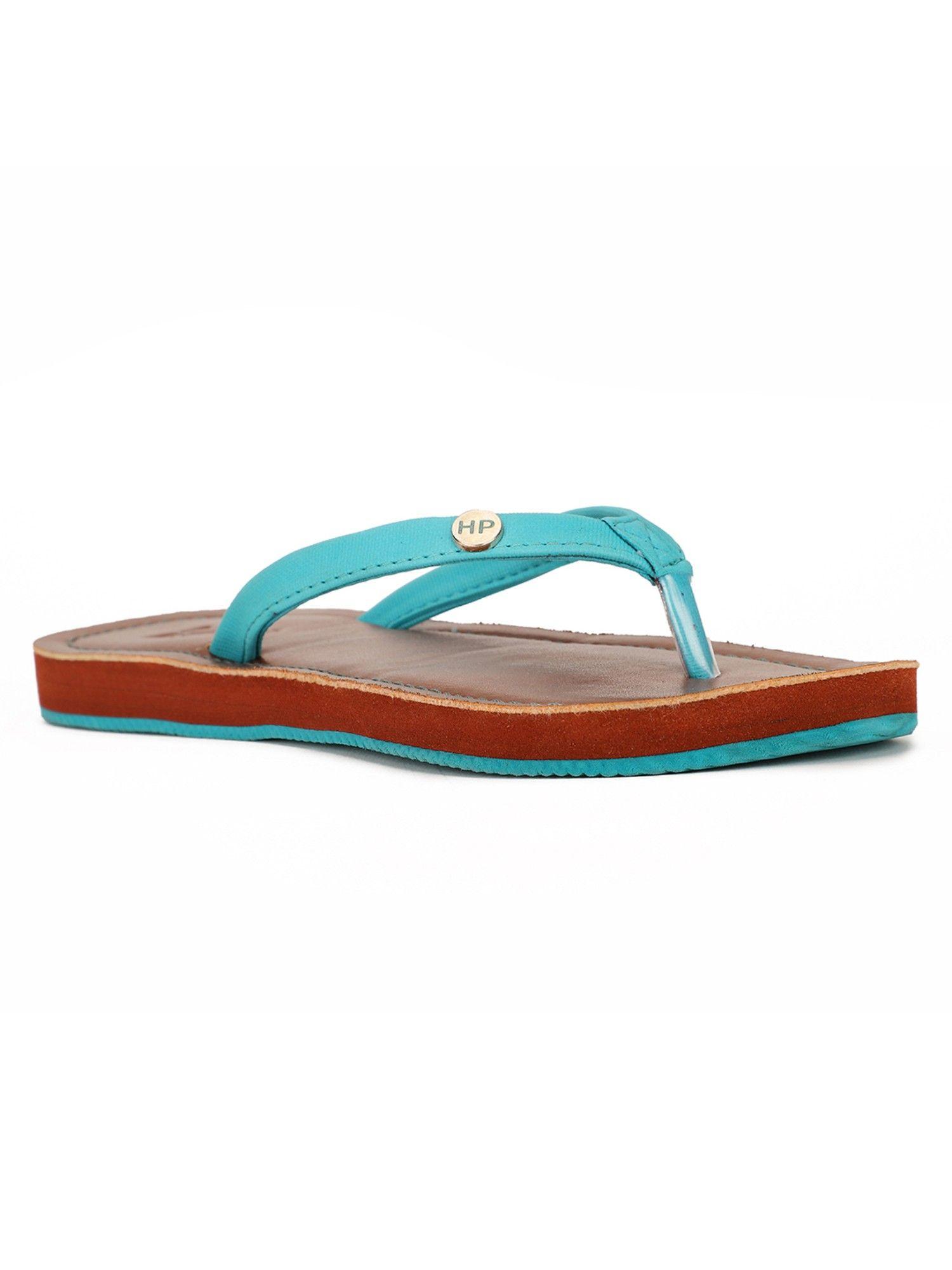 turquoise women slip-on flip flops