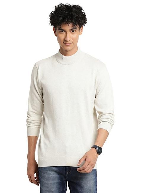 turtle beige cotton regular fit sweater