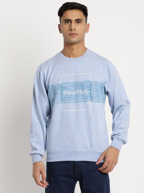 turtle blue regular fit printed sweatshirt