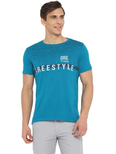 turtle blue slim fit printed t-shirt