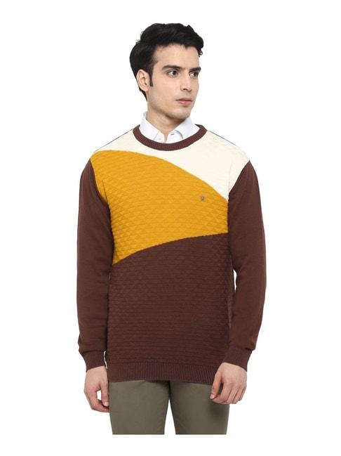 turtle brown & yellow colour-block pullover