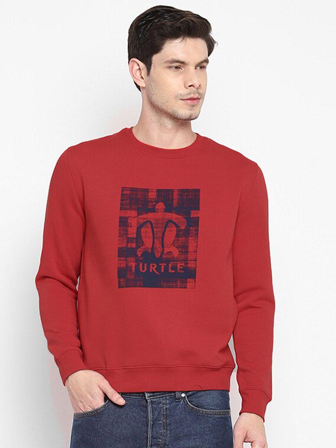 turtle graphic printed long sleeve regular fit cotton pullover sweatshirt