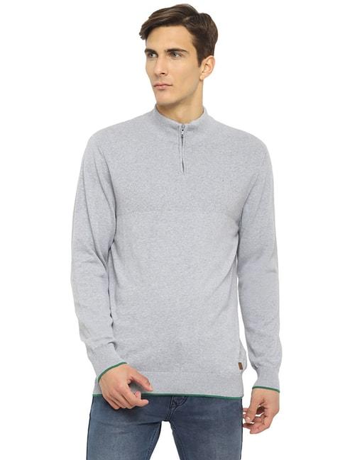 turtle grey cotton regular fit textured sweater