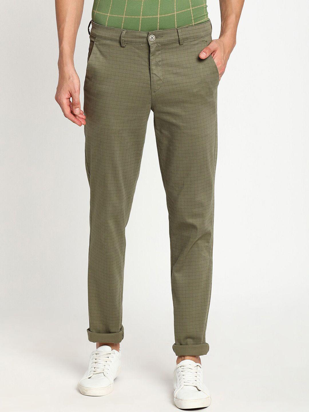 turtle men olive green tapered fit trousers