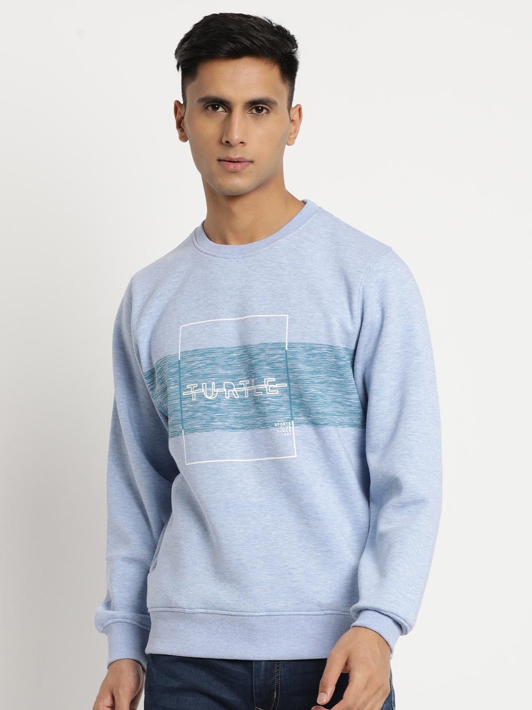 turtle men typography printed pullover sweatshirt