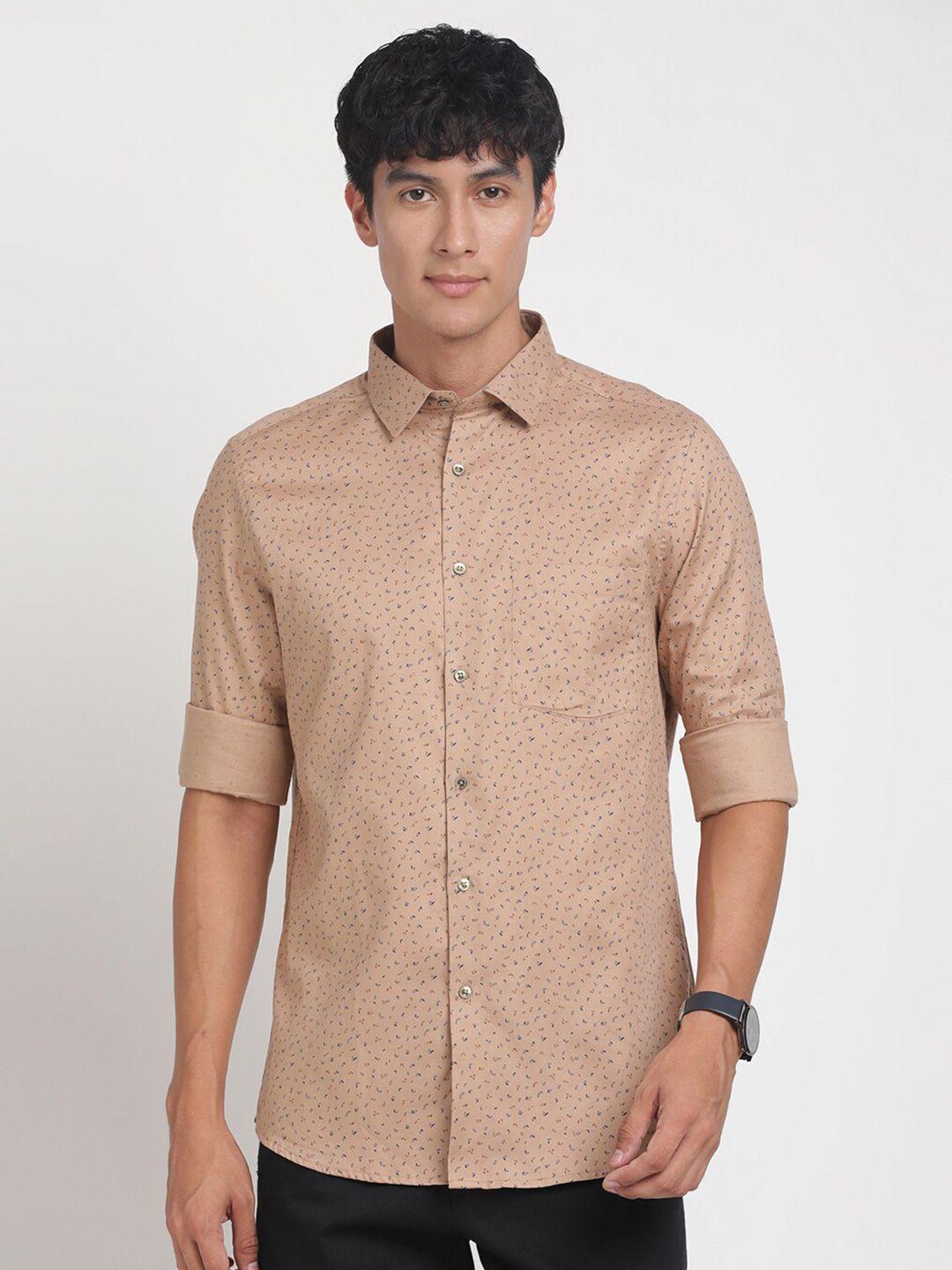 turtle modern slim fit opaque micro ditsy printed pure cotton casual shirt