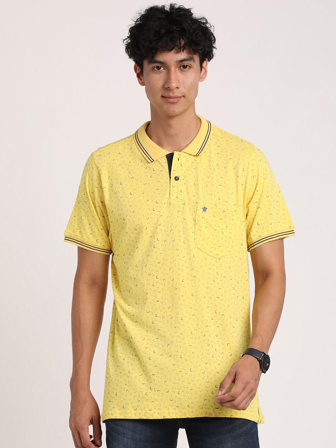 turtle abstract printed polo collar pure cotton slim fit t-shirt