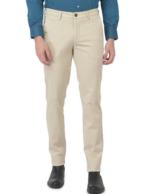 turtle beige narrow fit checks trousers