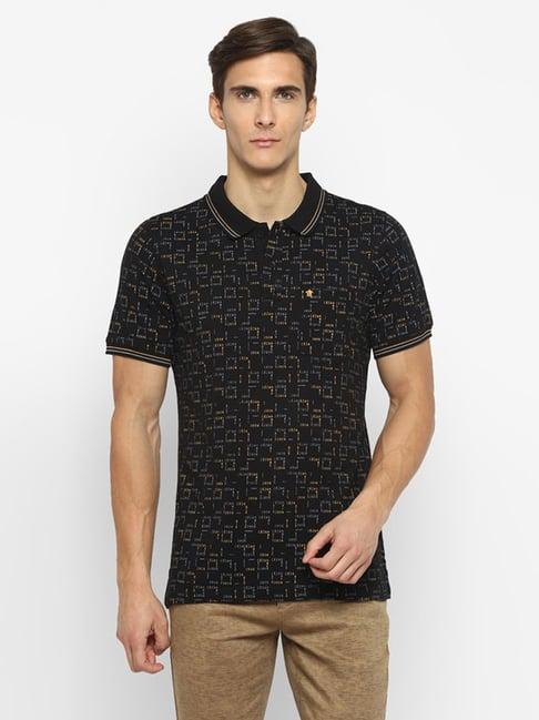 turtle black slim fit printed polo t-shirt