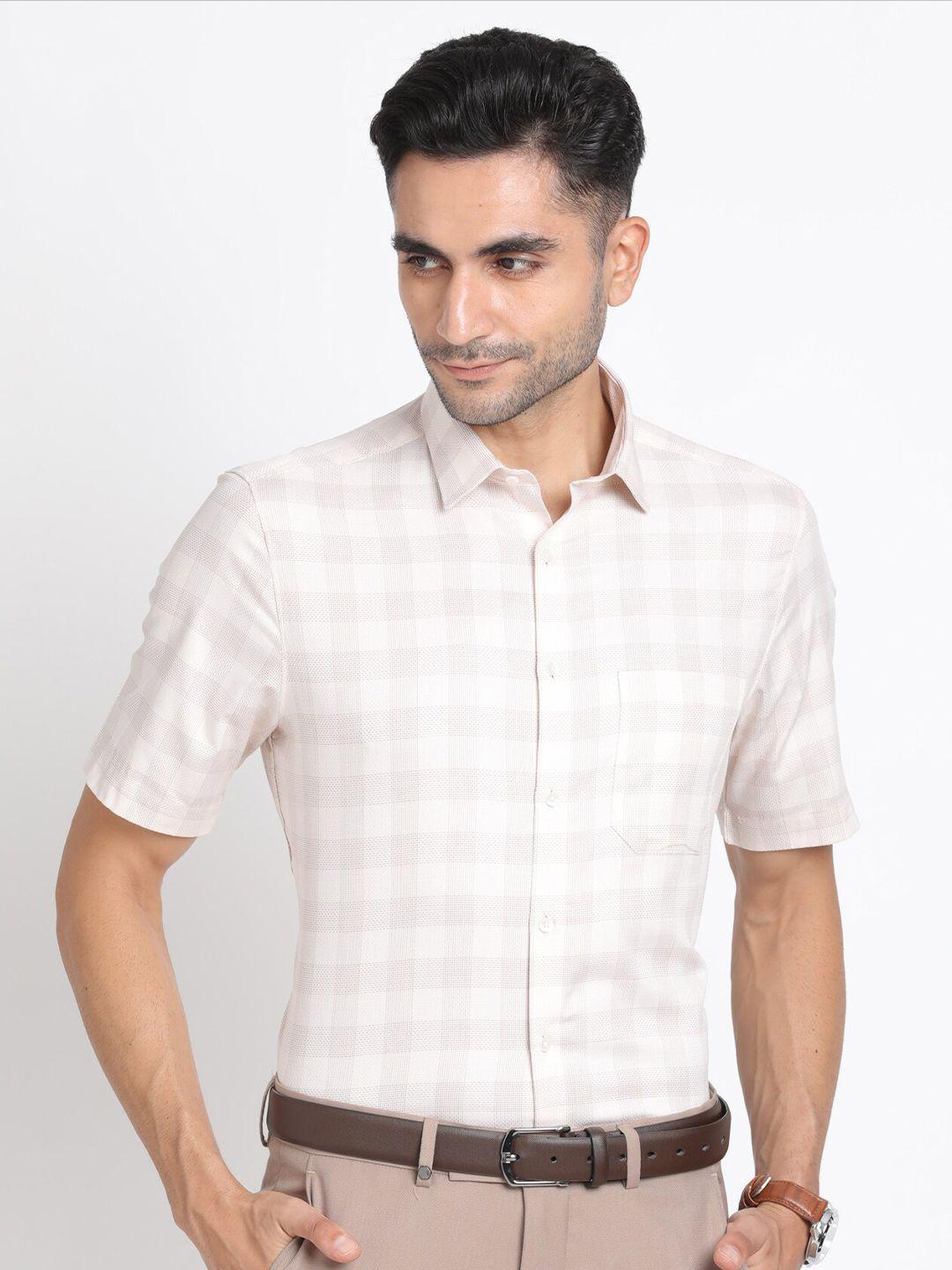 turtle checked modern regular fit pure cotton formal shirt