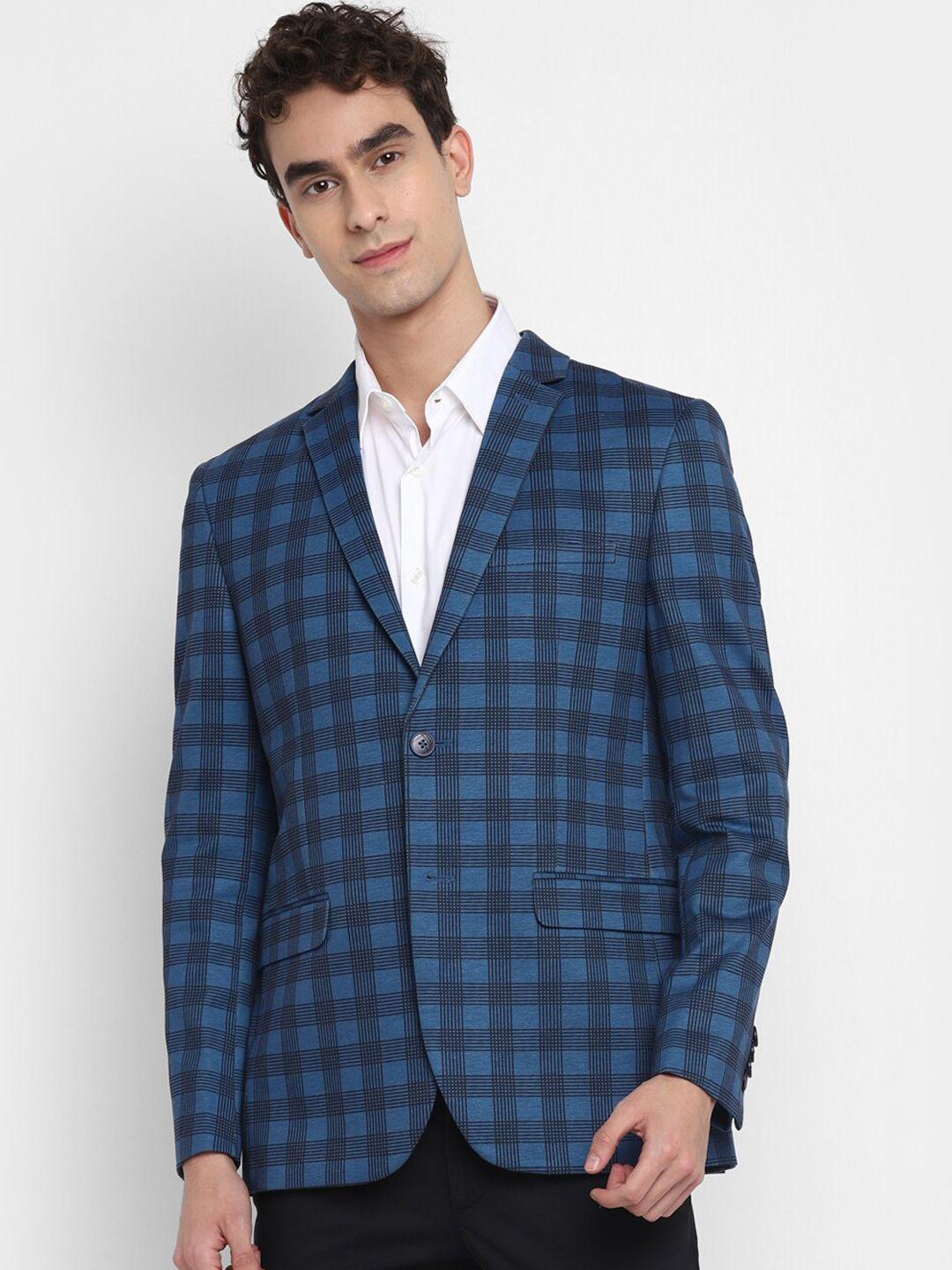 turtle checked notched lapel long sleeves cotton slim fit single breasted blazer