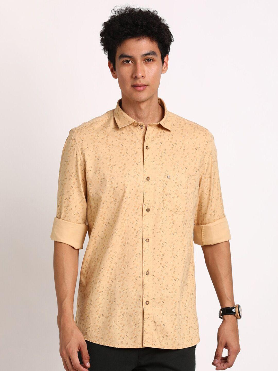 turtle classic slim fit cotton ???????opaque printed casual shirt
