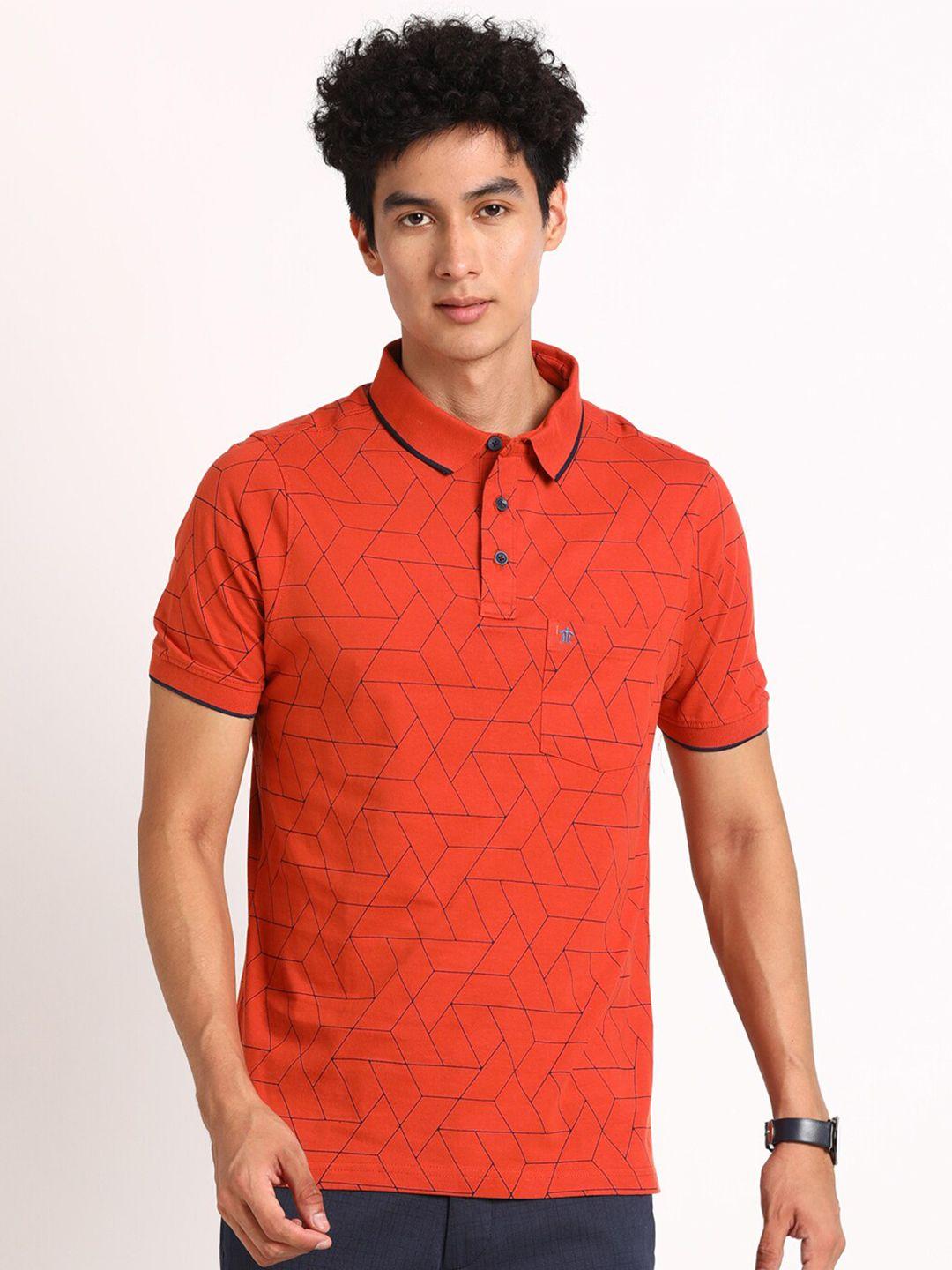 turtle geometric printed slim fit pure cotton t-shirt