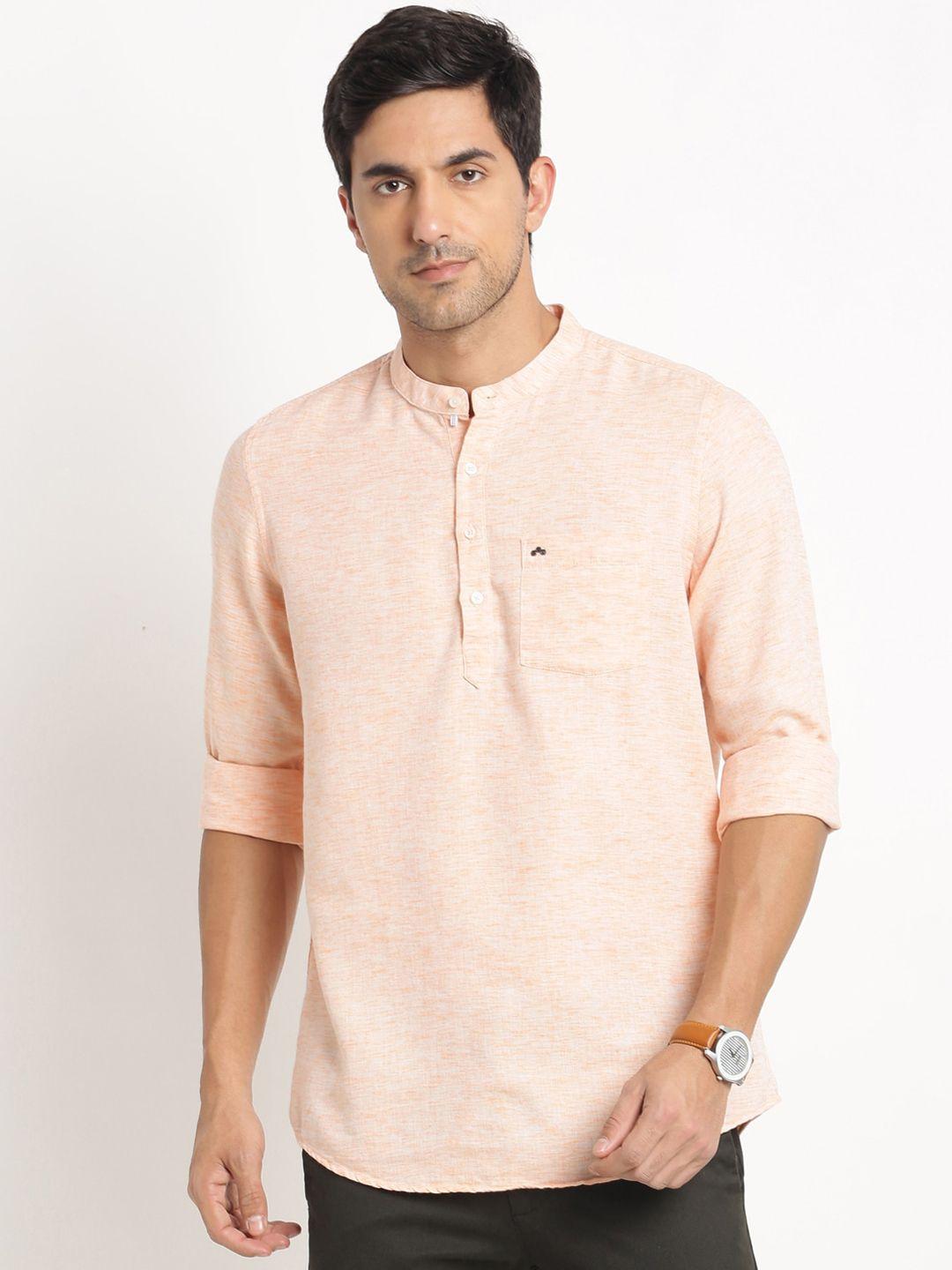 turtle mandarin collar roll up sleeves short kurta