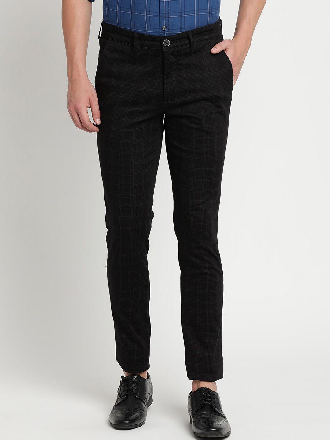 turtle men black checked relaxed tapered fit trousers