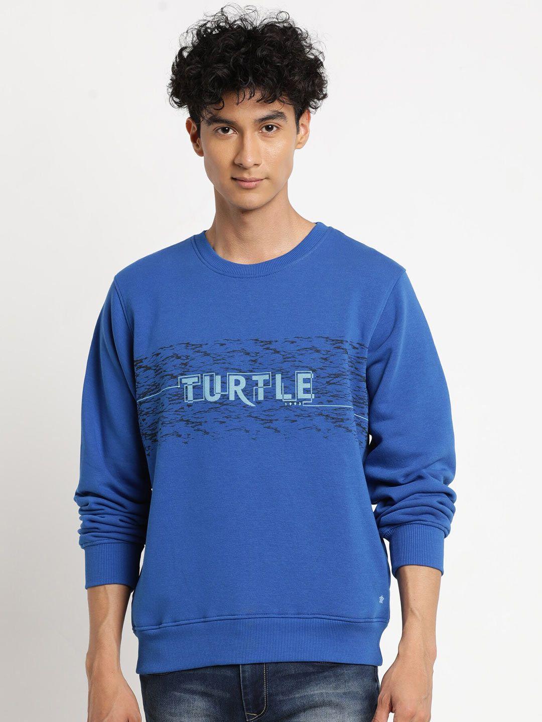turtle men blue printed cotton sweatshirt
