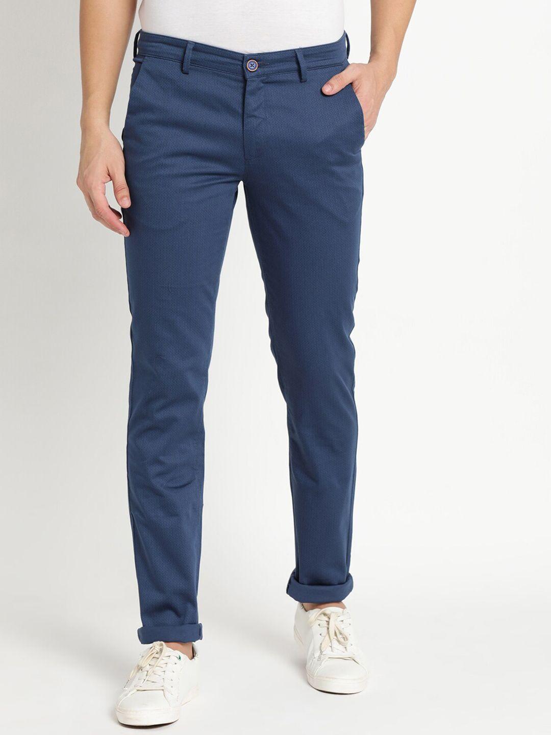 turtle men blue relaxed tapered fit trousers