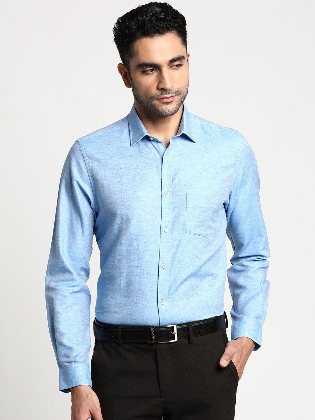 turtle men blue slim fit formal shirt