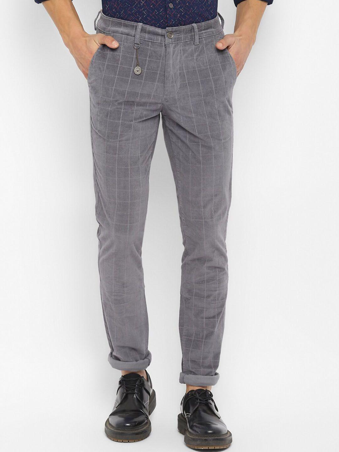 turtle men checked relaxed skinny fit corduroy trousers