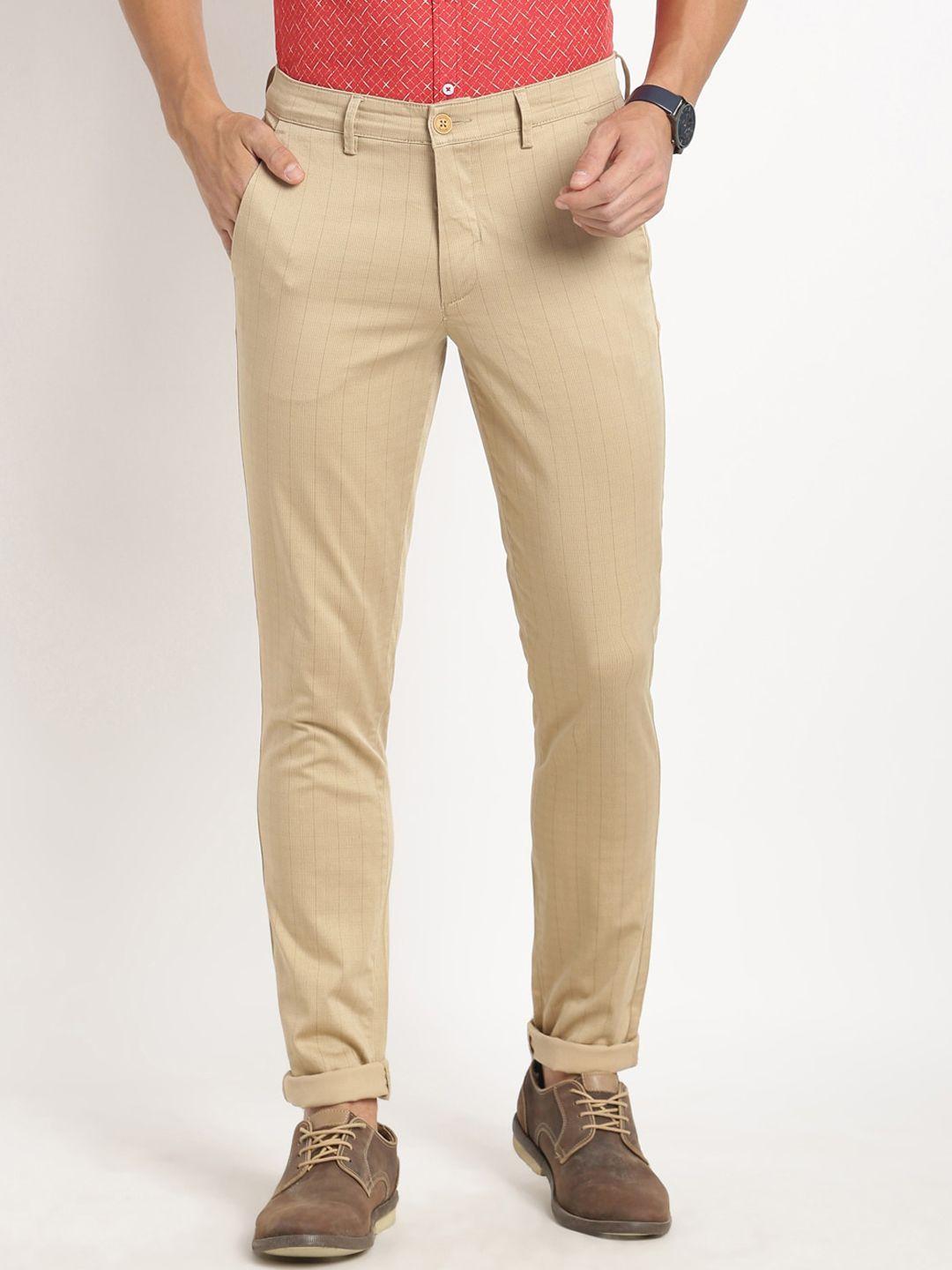 turtle men checked relaxed tapered fit stretchable trousers