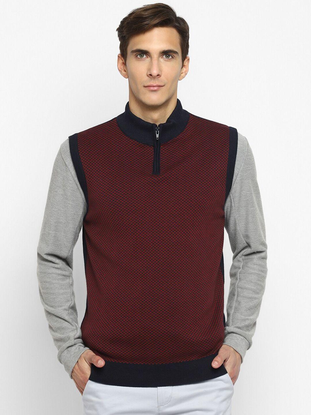 turtle men maroon & navy blue sleeveless cotton sweater vest