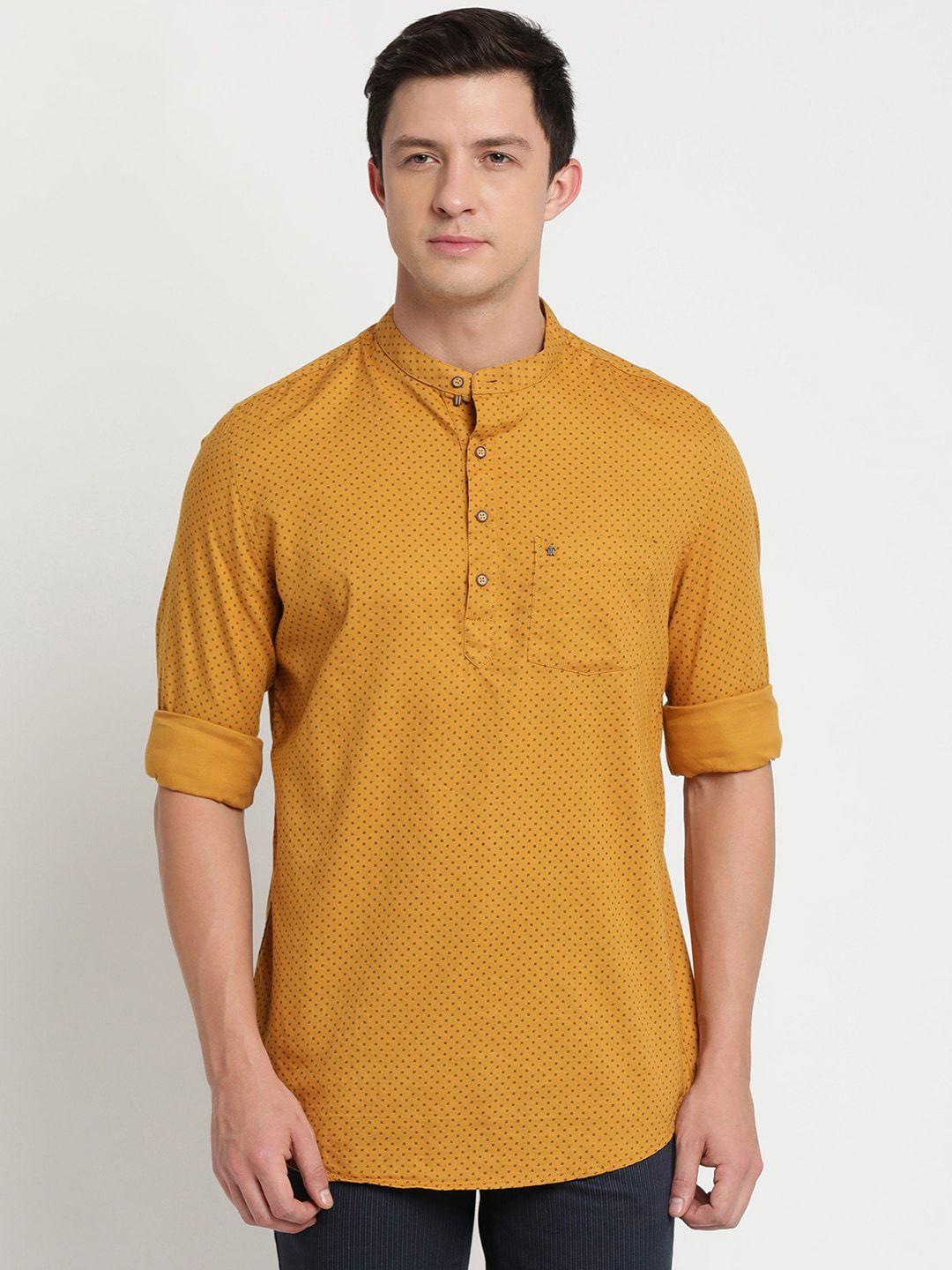 turtle men mustard yellow patchwork kurta