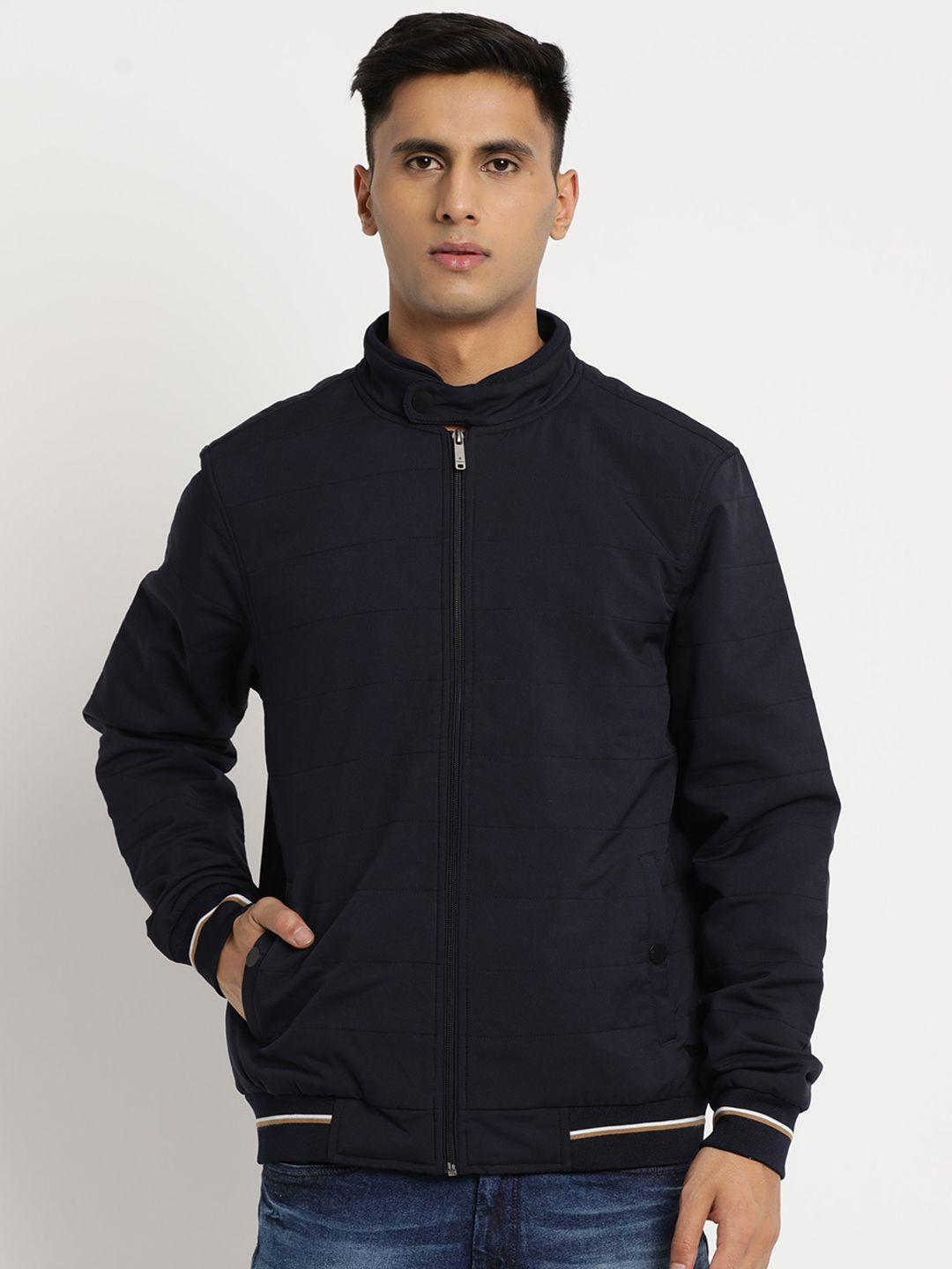 turtle men navy blue windcheater bomber with embroidered jacket