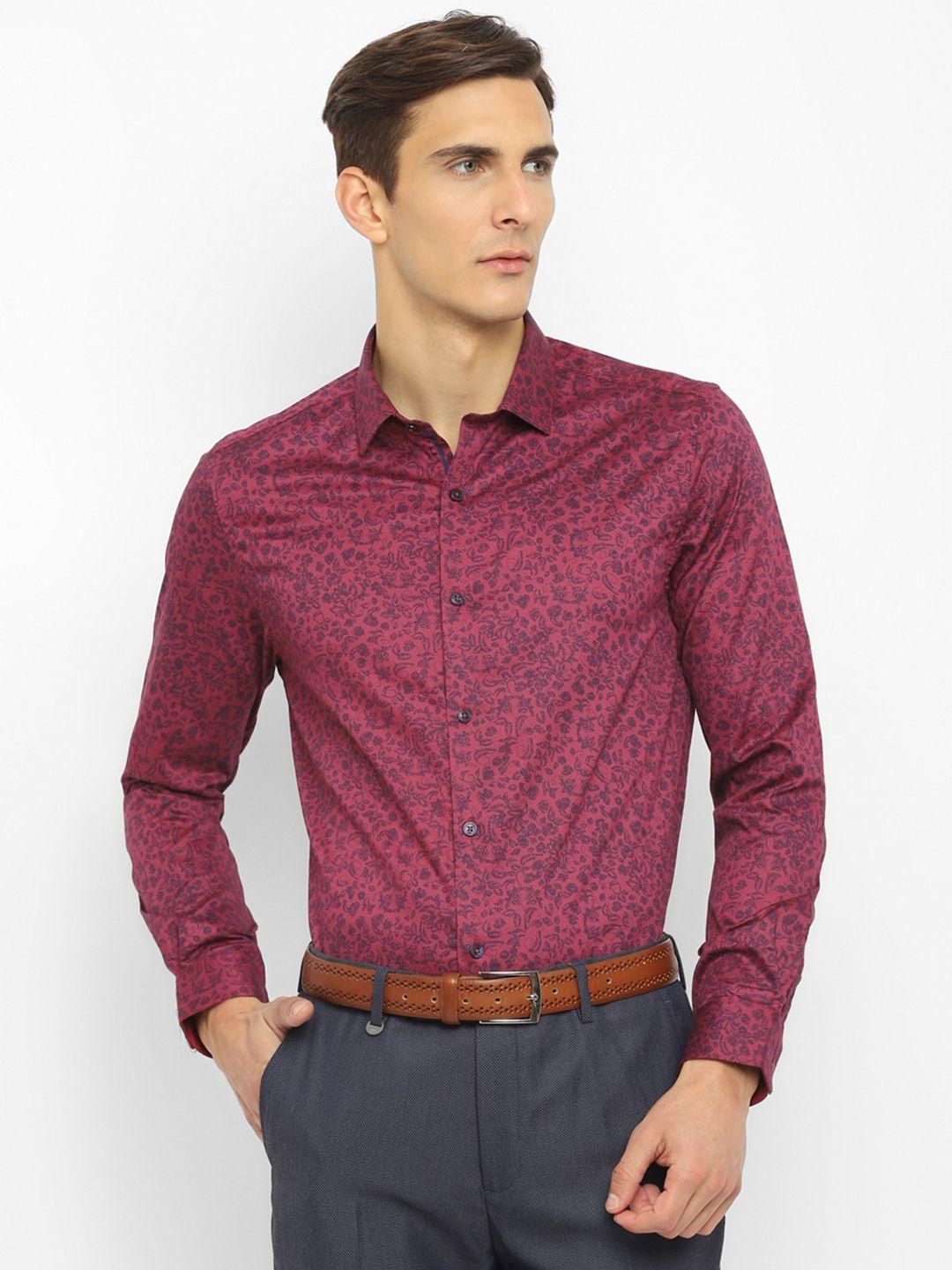 turtle men pink graphic printed slim fit cotton casual shirt