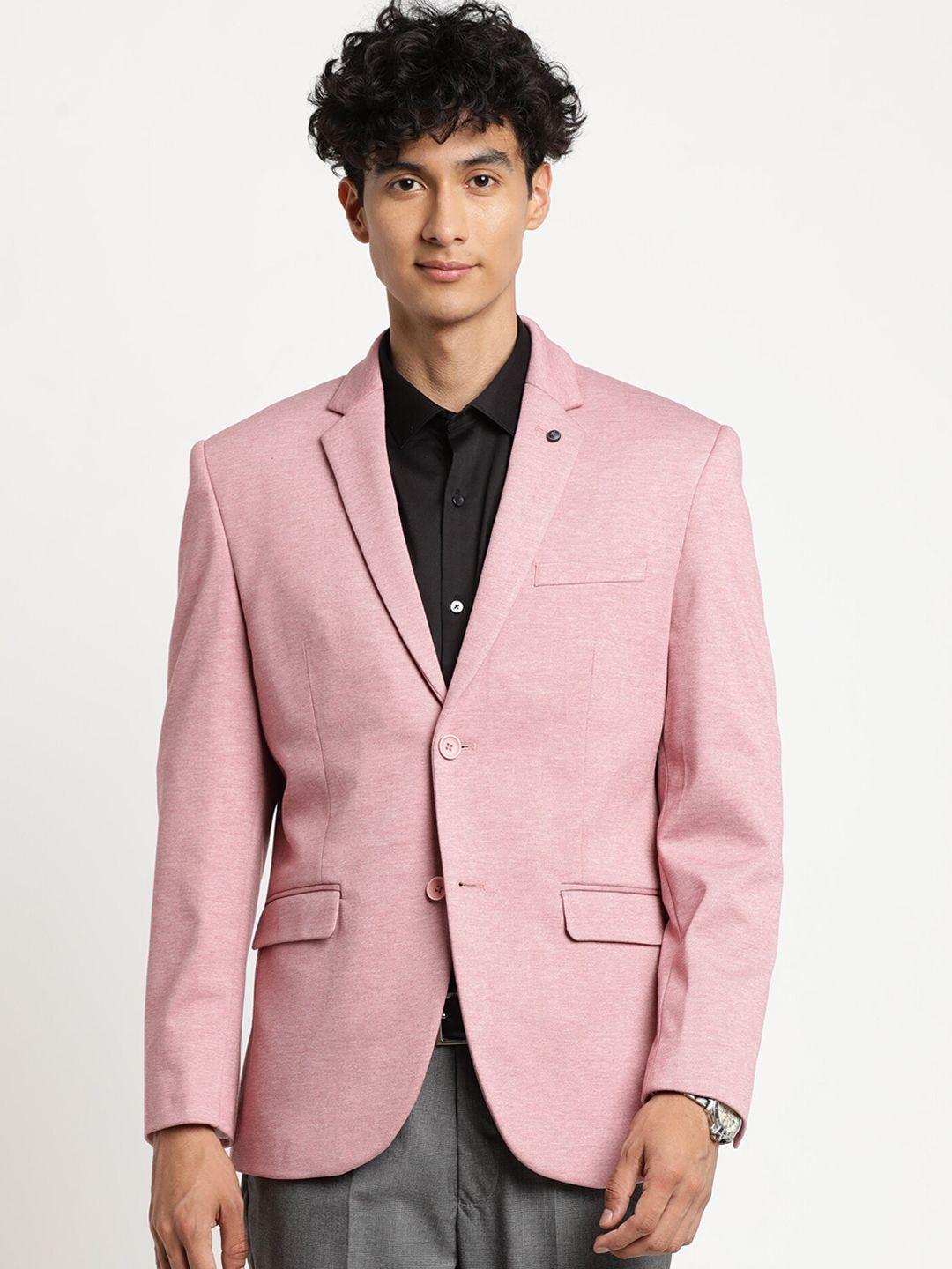 turtle men pink single breasted self design casual blazers