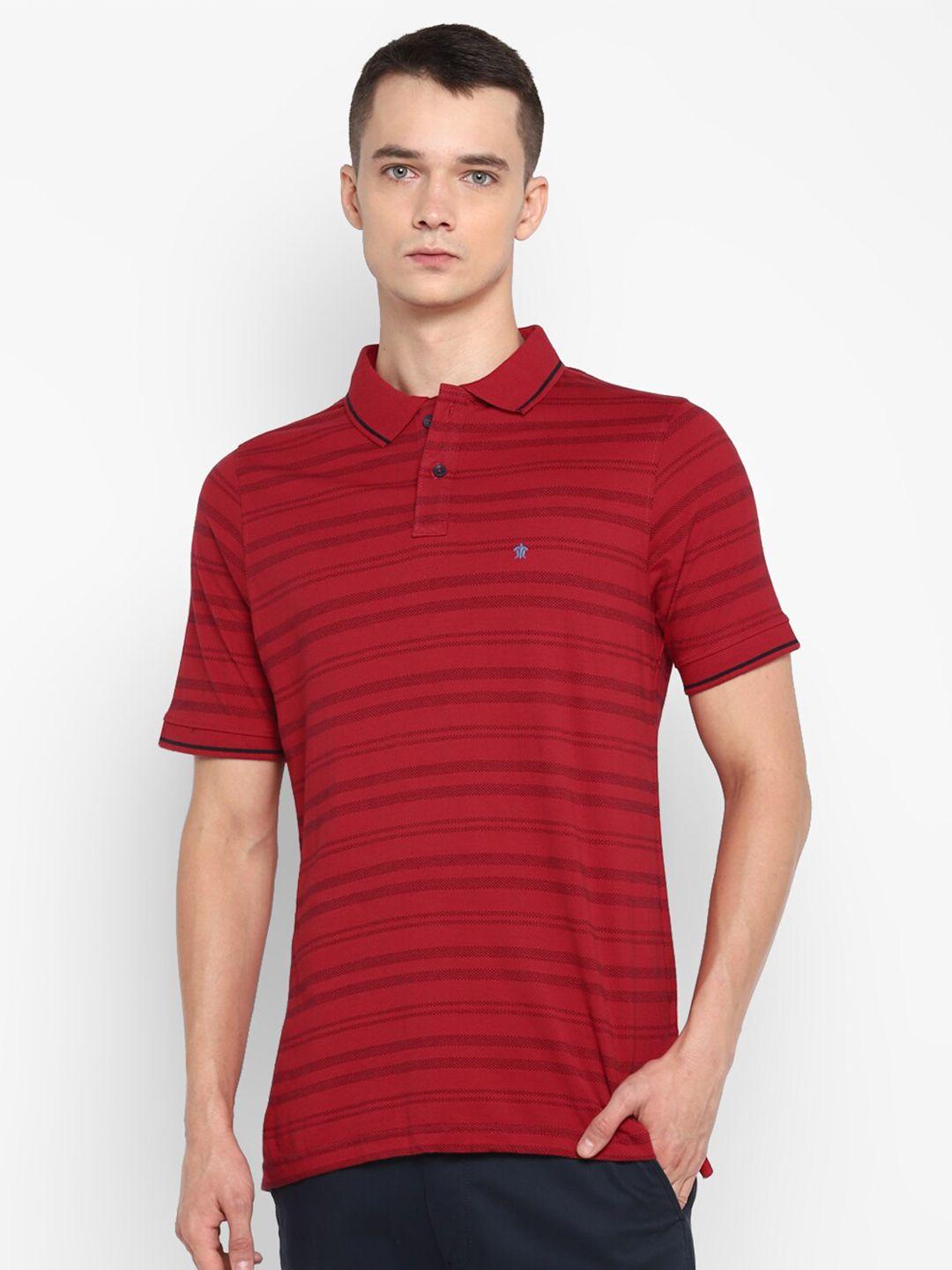 turtle men red striped polo collar slim fit t-shirt