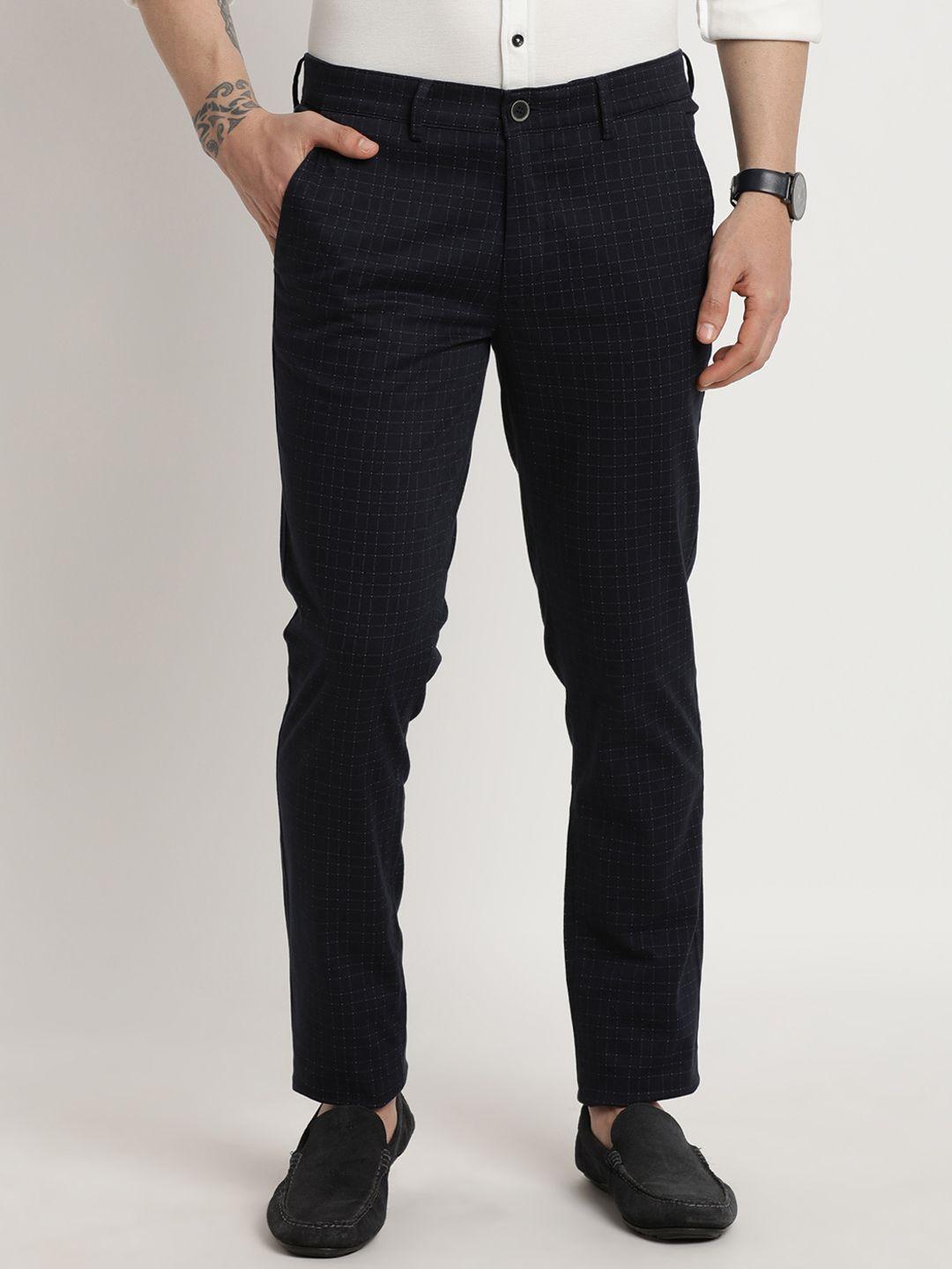 turtle men relaxed tapered fit checked chinos