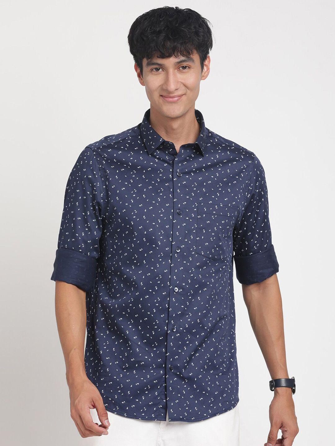 turtle men standard slim fit floral opaque printed formal shirt