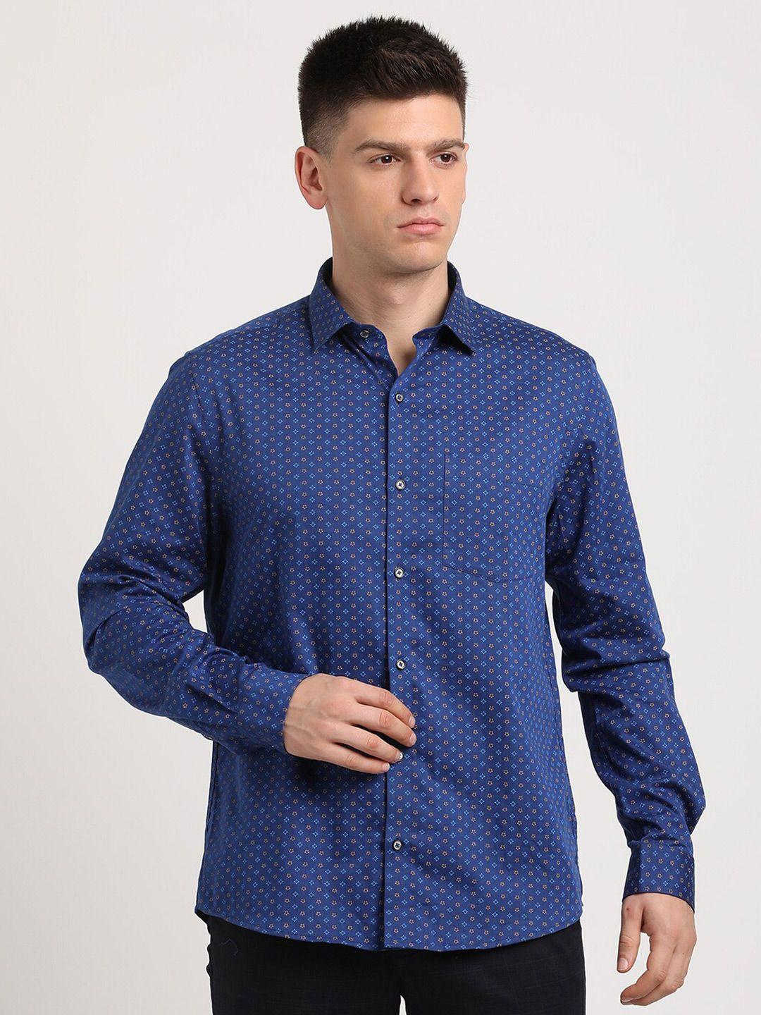 turtle men standard slim fit opaque printed formal shirt