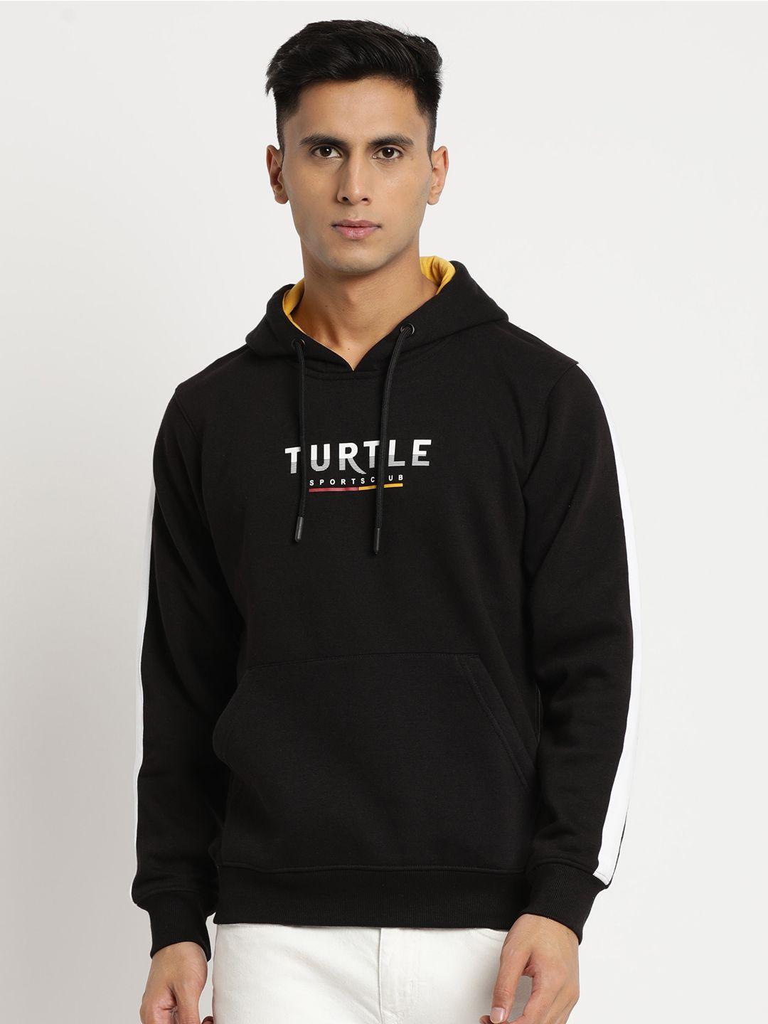 turtle men typography printed hooded pullover sweatshirt