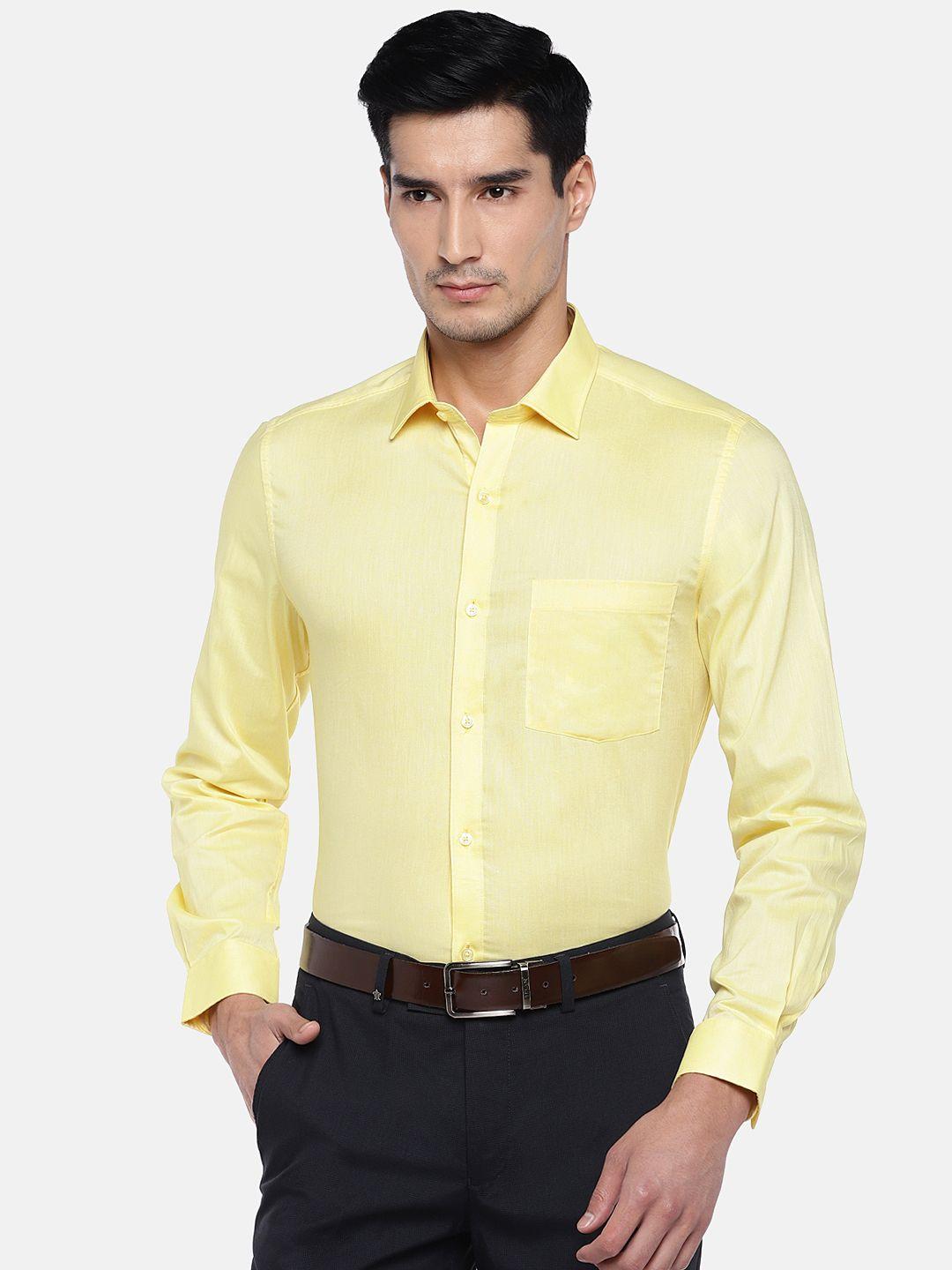 turtle men yellow relaxed slim fit solid formal shirt