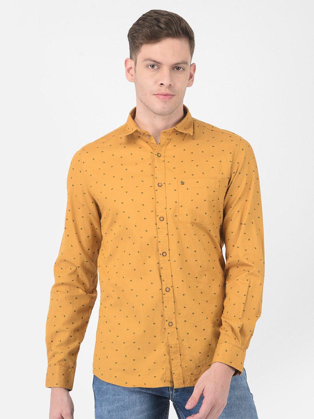 turtle men yellow slim fit printed semiformal shirt