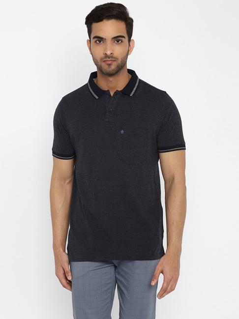 turtle navy slim fit self pattern polo t-shirt