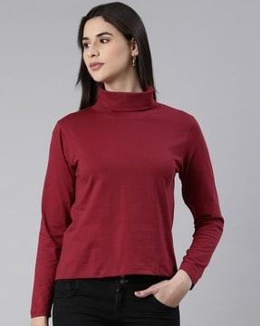 turtle-neck cotton shirt