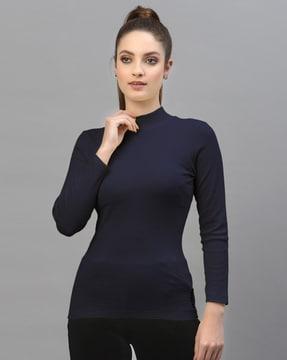 turtle-neck ribbed top