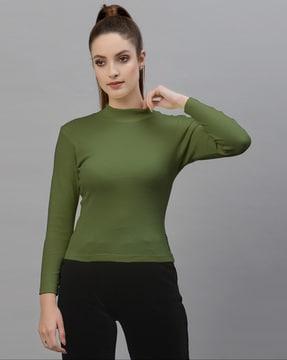 turtle-neck ribbed top