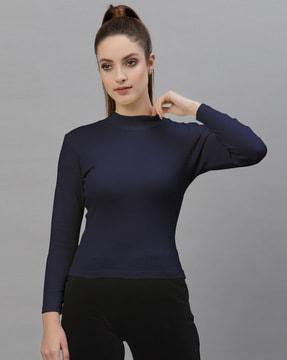 turtle-neck ribbed top