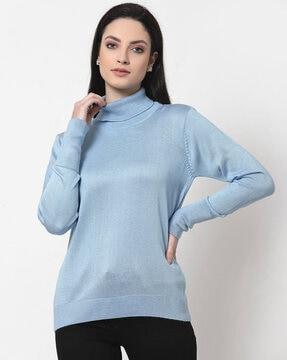 turtle-neck round-neck pullover