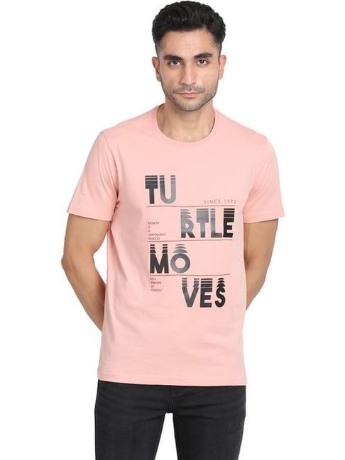 turtle pink slim fit printed t-shirts